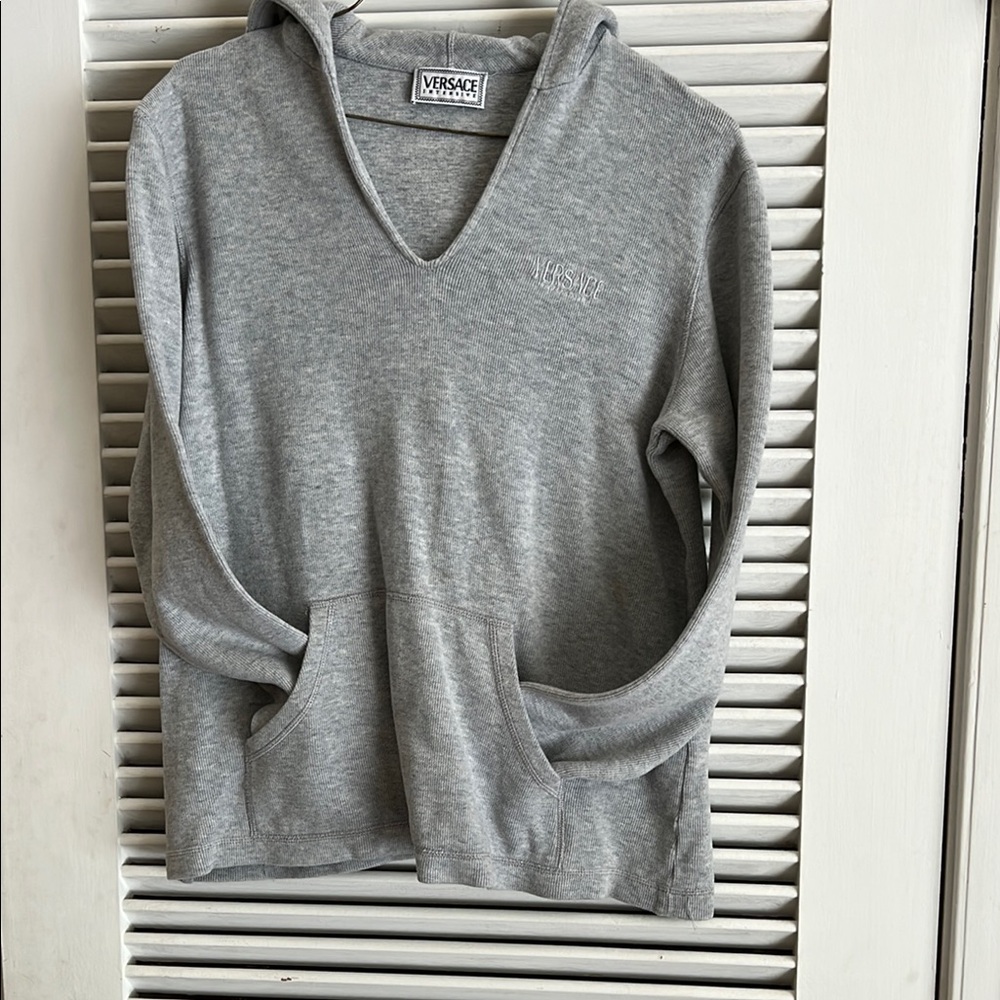 Versace Intensive Vintage Gray V-Neck SweaterHoodie Classic Knit size small